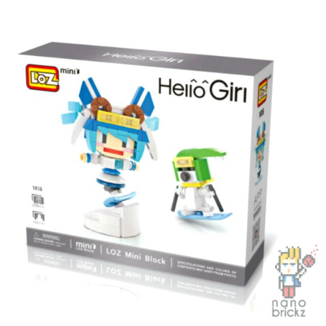 Hatsune Miku Skiing with rabbit 1416 - Lego Loz Mini  Nanoblock