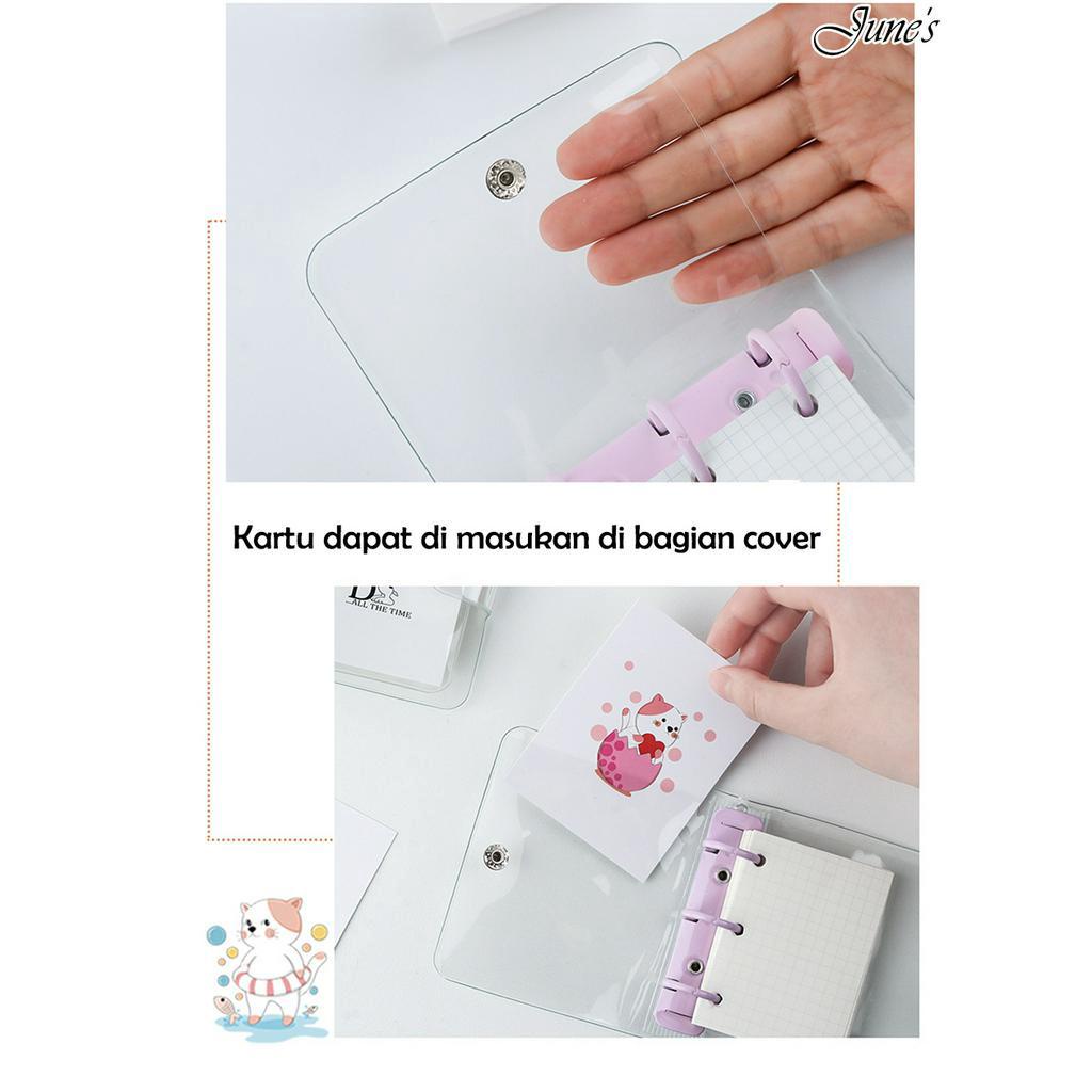 Mini Binder 3 Ring PVC File Bag Buku Notes Stationery Catatan Sekolah Kantor