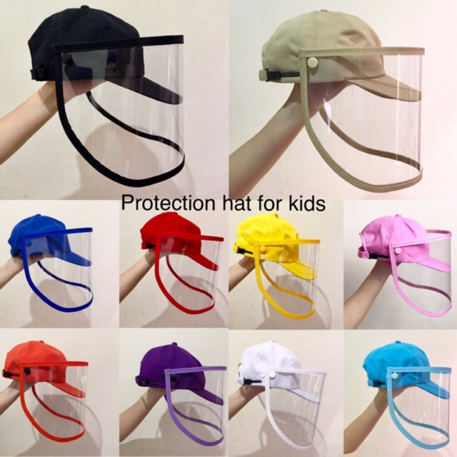 Topi corona anak face shield warna warni premium / Kids Protection Hat / topi mika anak motif