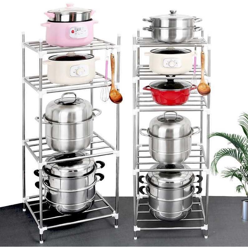 Rak Panci Dapur Rak Dapur stainless steel 5 Susun Pantry BONUS 6 HOOK Rak Dapur Serbaguna