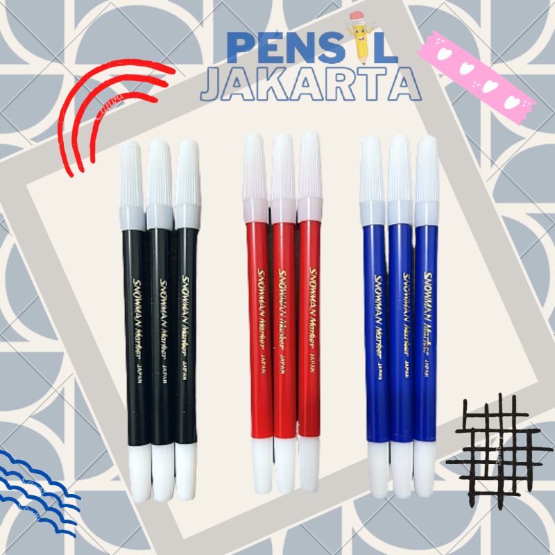 

Spidol SNOWMAN Kecil / Pen Marker Hitam Biru Merah [ECER]