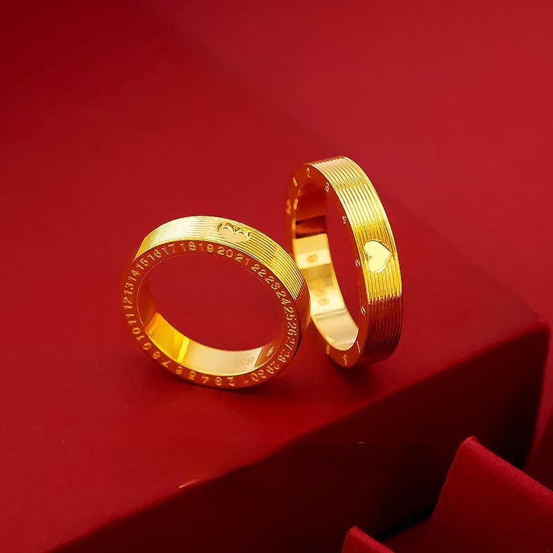 Perhiasan Cincin Pasangan Bentuk Hati Lapis Emas Untuk Pria Dan Wanita 520 Jam