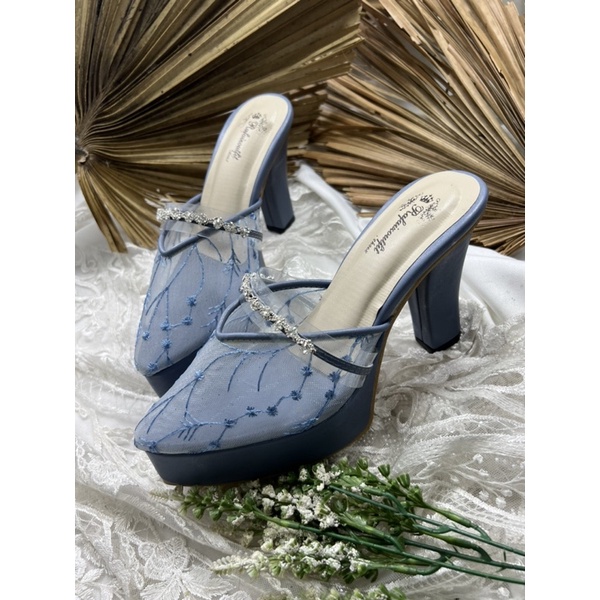 sepatu pesta wanita azwa iceblue 10cm