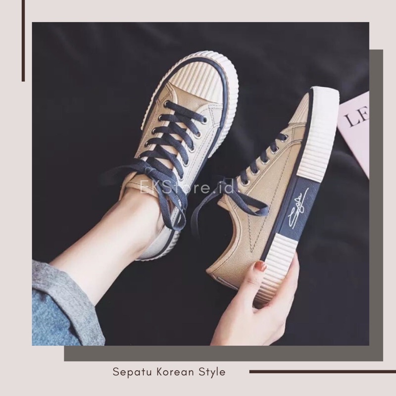 (BISA COD) Sepatu Tali Canvas Wanita Import Korean Style Hyun Jae Series/ Sepatu Sneakers Korea Kekinian