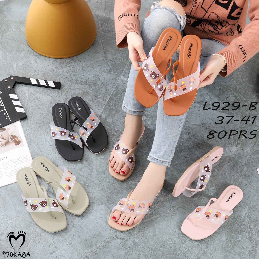 Sandal Jepit Wanita Slip Jempol Bear Brown Casual Keren Cantik Import Mokaya / Size 37-41 (L929-B/L9