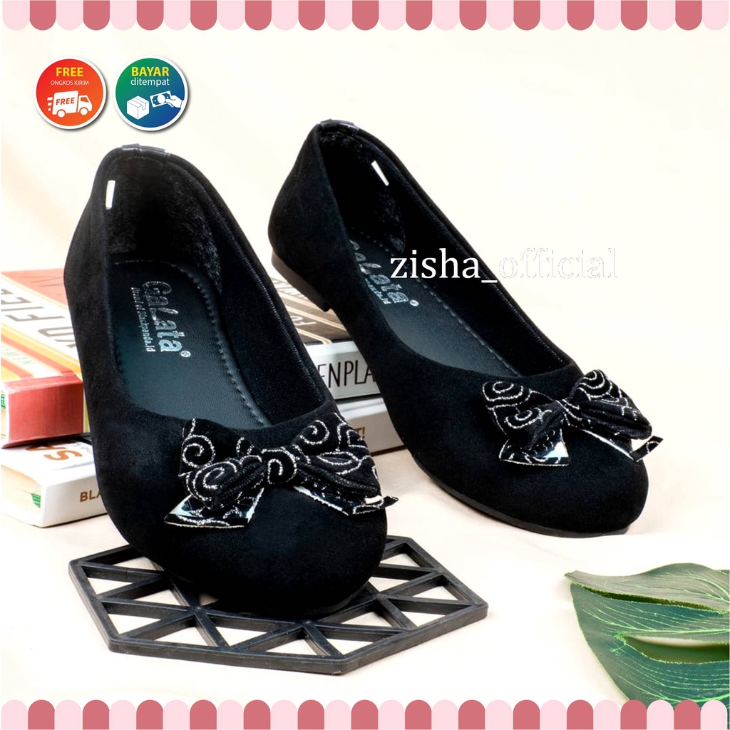 Blackpanda Flat Shoes / Sepatu Wanita Black Panda Pita / Flateshoes Wanita Black Panda Ribbon Black