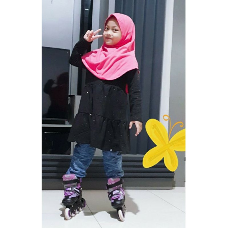 Tunik Basic Hitam blink-blink glitters by Afrakids AT001 AT002 AT003