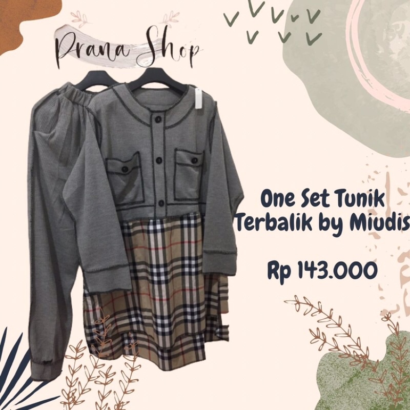Baju SETCEL (Setelan Celana) Tunik Terbalik Mix Burberry by Miudis