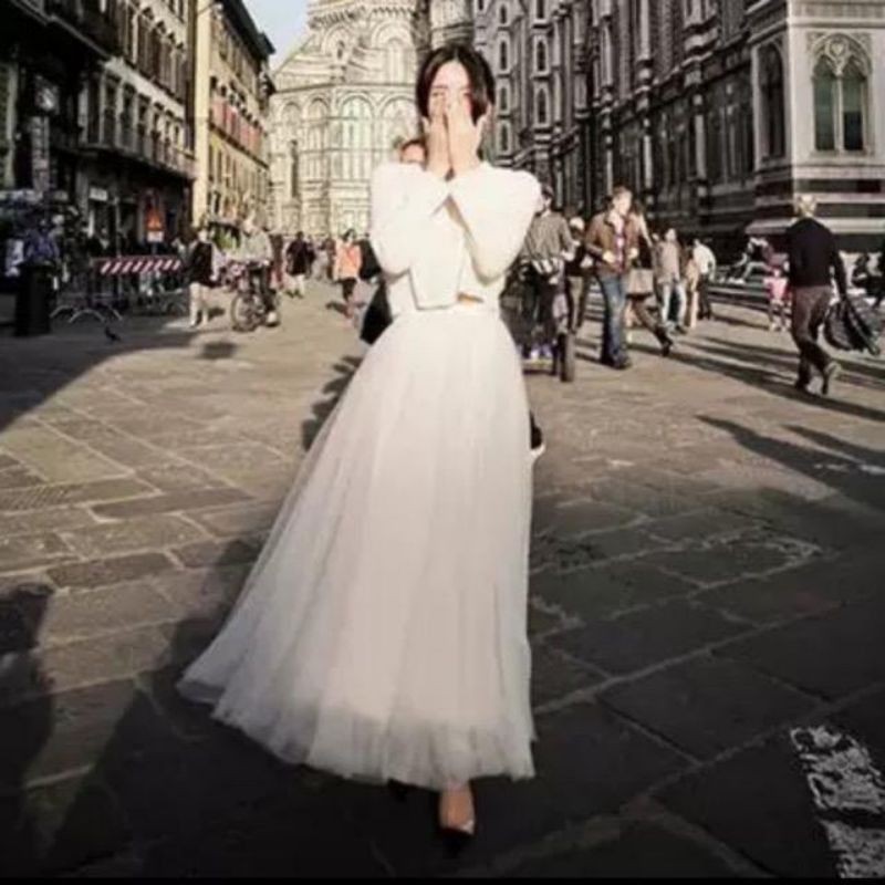 (Bisa cod) Rok tutu panjang import / Rok panjang / Rok tutu belah 8-1