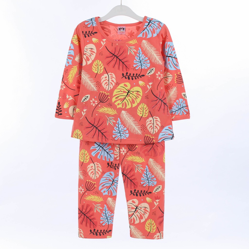 SETELAN FASHION KLEPON SRA162 BAJU ANAK PEREMPUAN MOTIF DAUN JANDA BOLONG BAHAN KAOS 2-7 TAHUN-1
