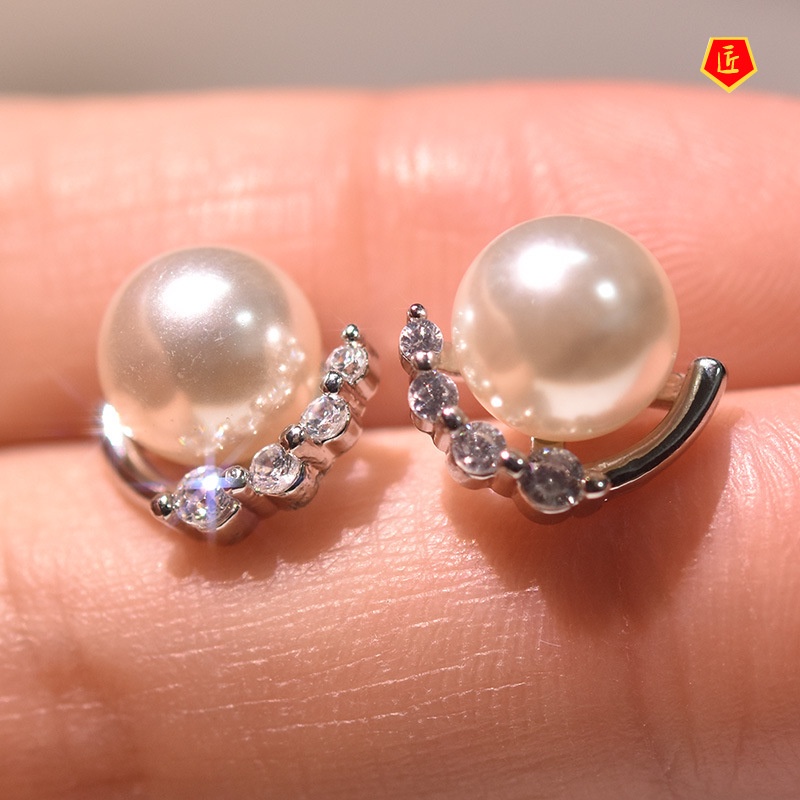 [Ready Stock]Fashion 925 Silver Natural Pearl Ear Studs