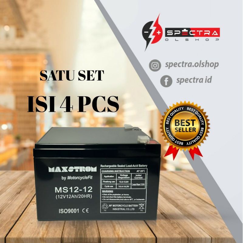 AKI SEPEDA LISTRIK 1 SET ISI 4 PCS 12V 12AH PALING BAGUS