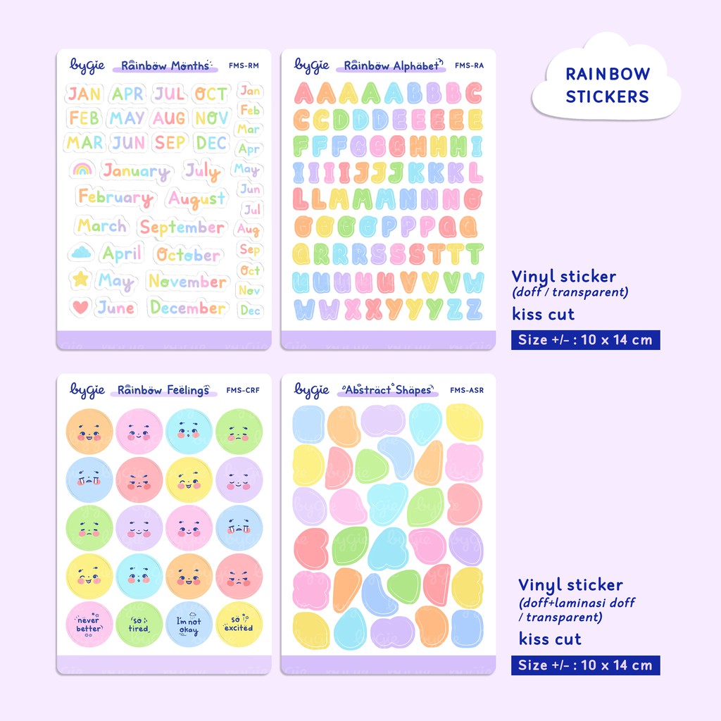 

Vinyl mini Sticker Sheet - Rainbow Colors