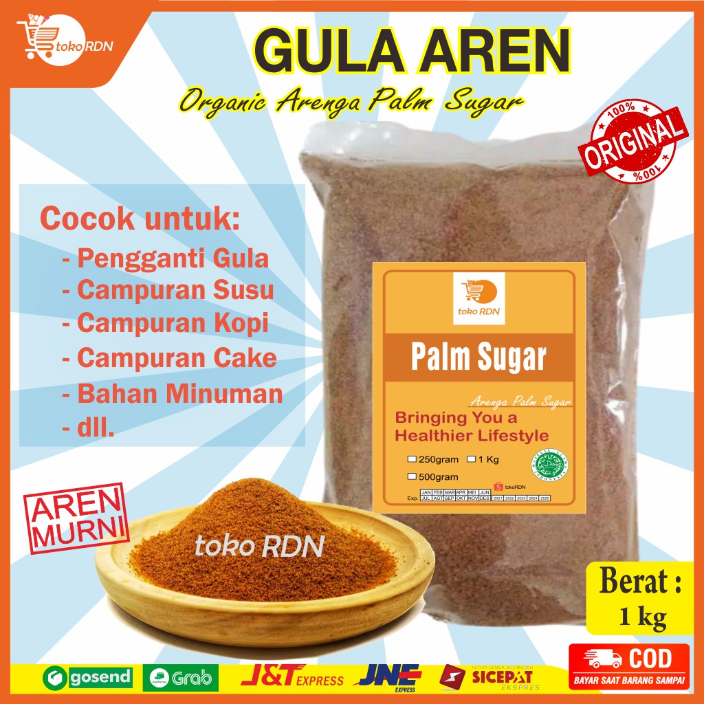 Gula Aren Bubuk Gula Palem Gula Semut Palm Sugar 1kg Organic Arenga Palm Sugar Shopee Indonesia
