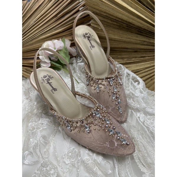 Rafaizoutfit sepatu sintya rosegold tali sepatu wanita heels tinggi 5cm kaca