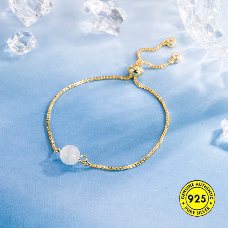 Gelang S925 Silver Adjustable Tahan Air Warna Emas Untuk Wanita