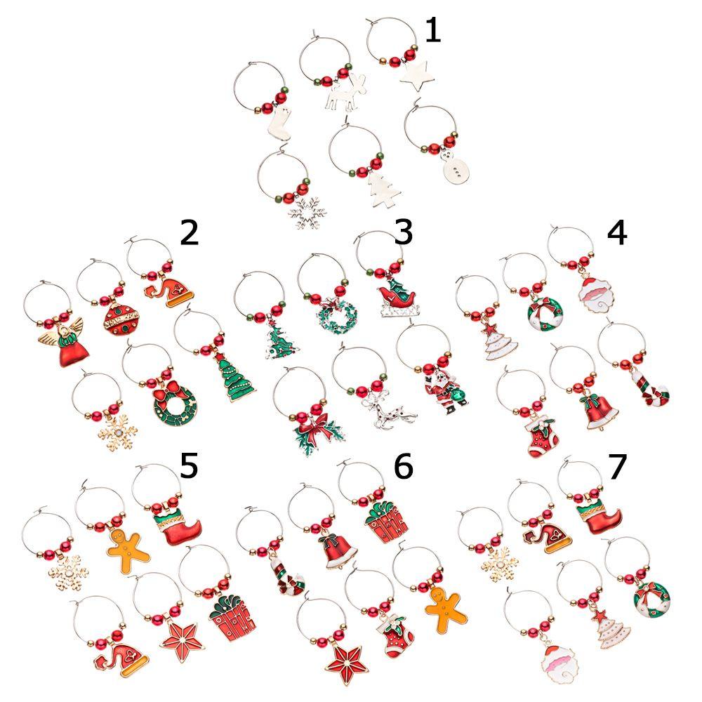 Top 6Pcs Cincin Dekorasi Piala Natal Home Santa Claus New Year Product Christmas Cup Ring