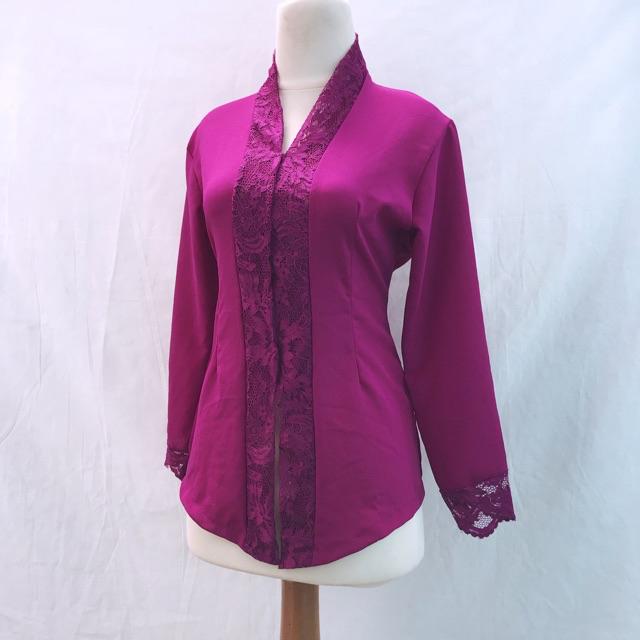 [COD] Kebaya | Kebaya bali | Kebaya kartini mix brokat | Kebaya encim modern | Kebaya wisuda-Ungu magenta