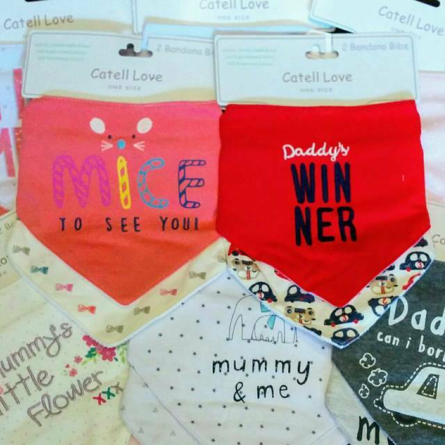 Slaber Segitiga Catell Love Bandana Bibs Isi 2