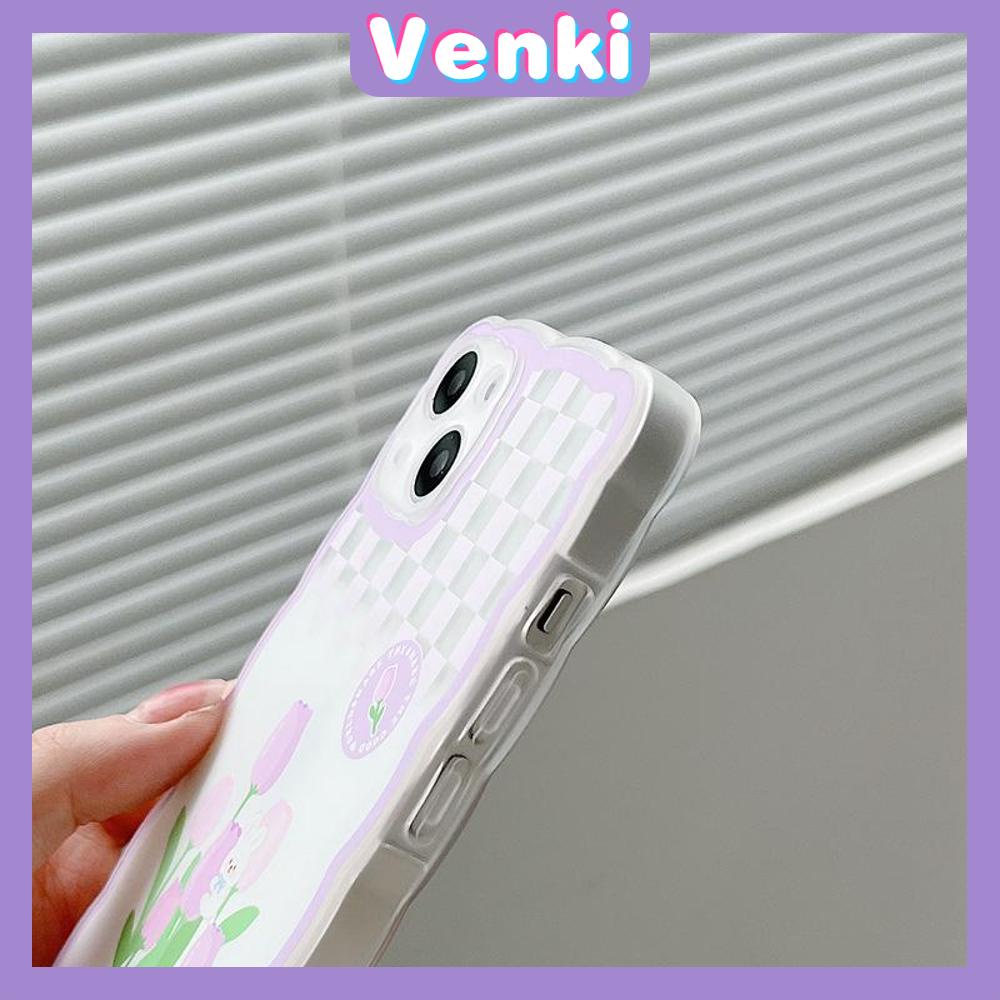 iPhone Case Silicone Soft Case Clear Case Wave Non-Slip Shockproof Camera Full Coverage Protection Purple Tulip Flower For iPhone 13 Pro Max iPhone 12 Pro Max iPhone 11 iPhone7Plus