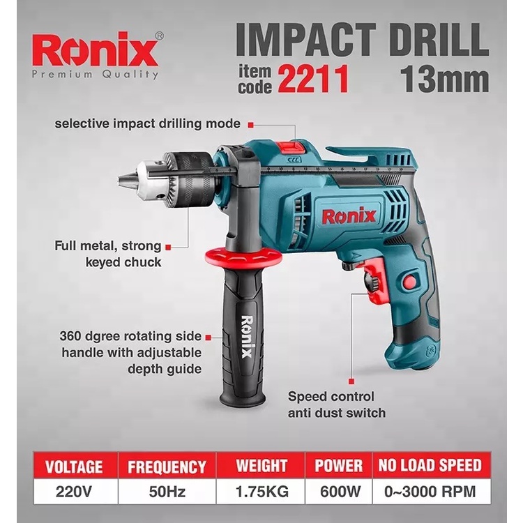 Ronix Model 2211 Impact Drill, Impact Drill Kit 13mm