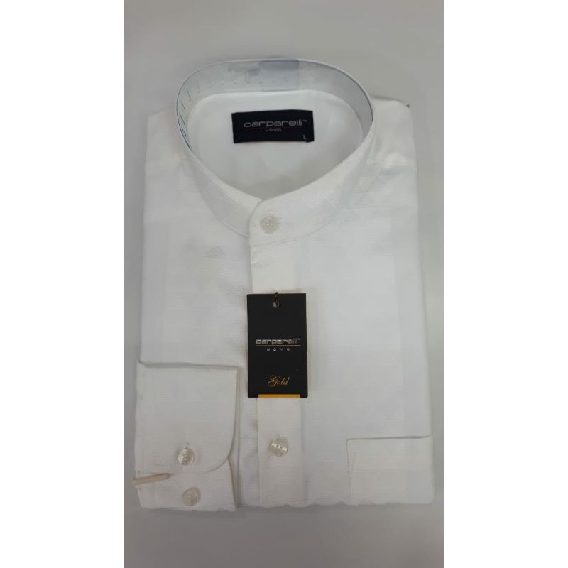 Kemeja Koko Carparelli Putih Polos Bordir Putih