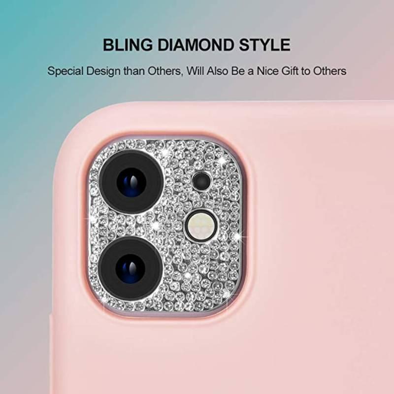 Case Pelindung Lensa Kamera Aksen Glitter Berlian Imitasi 3d Untuk Iphone 11 12 13 Pro Max Mini