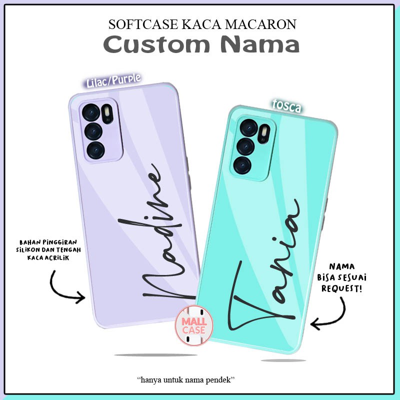 Softcase Glass Macaron Custome Nama [SM25] For VIVO Y91  Y12  Y20  | Case VIVO Y91  Y12  Y20 | Softc