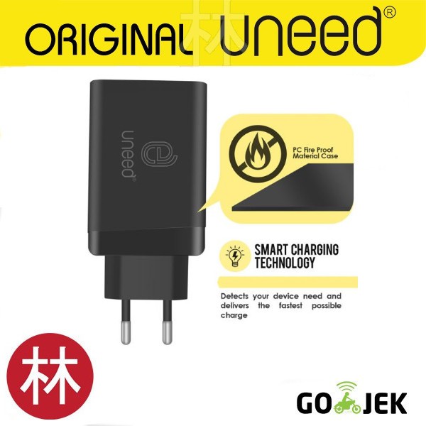 Uneed QuickPlug UCH402 Wall Charger 3 Port Smart Charger With PD