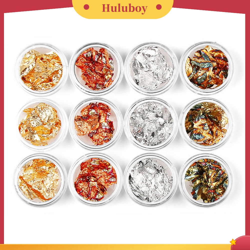 Huluboy Huluboy♡ Stiker Kuku Foil Glitter 4 Warna Untuk Dekorasi Nail Art DIY