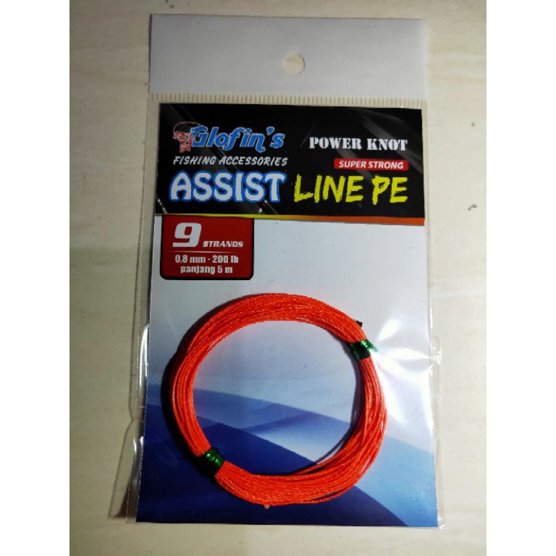 Benang Kevlar Glofin's / PE ASSIST LINE POWER KNOT 5meter - 200 Lb