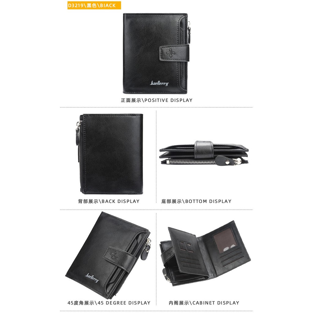 BAELLERRY DOMPET UANG TEBAL BAHAN SEMI KULIT LEMBUT ADA ZIPPER TEMPAT KOIN 3219