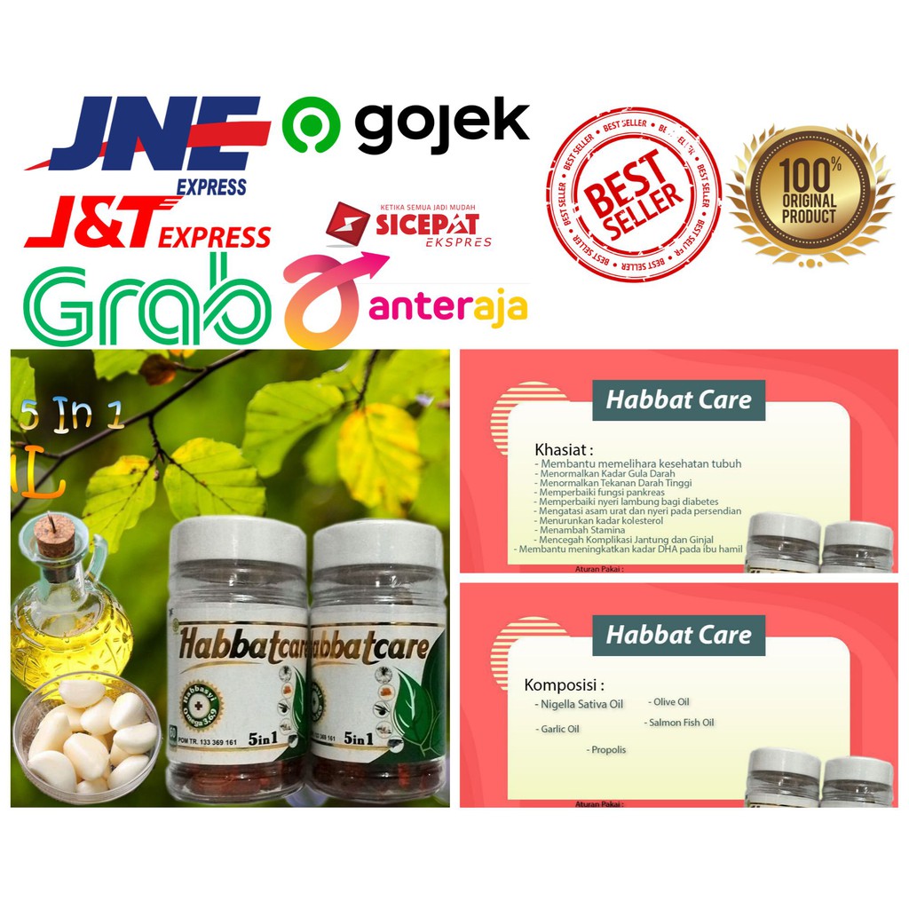 Obat Lambung - Kolesterol - Jantung Habbatcare 5 In 1 60 Kapsul