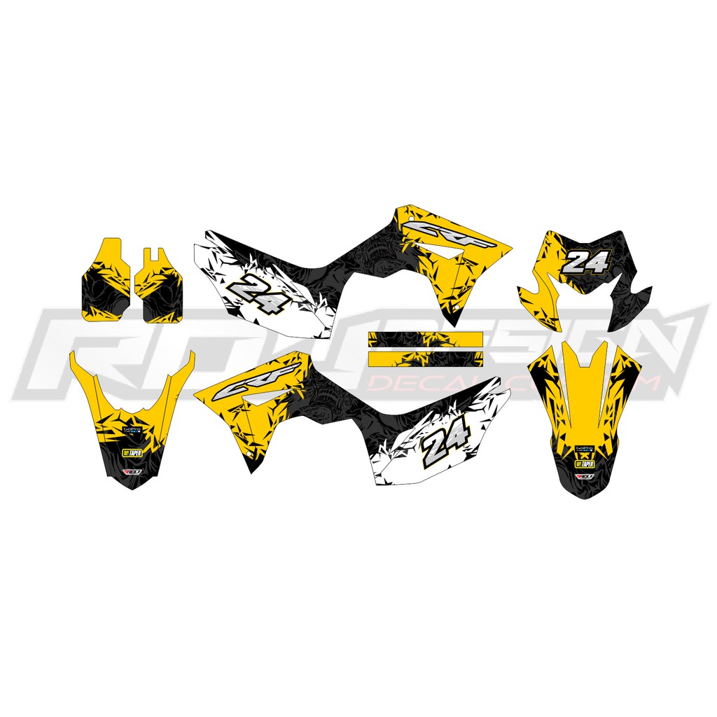 DECAL STICKER CRF 150 L (030) DEKAL STIKER KUNING HITAM PUTIH