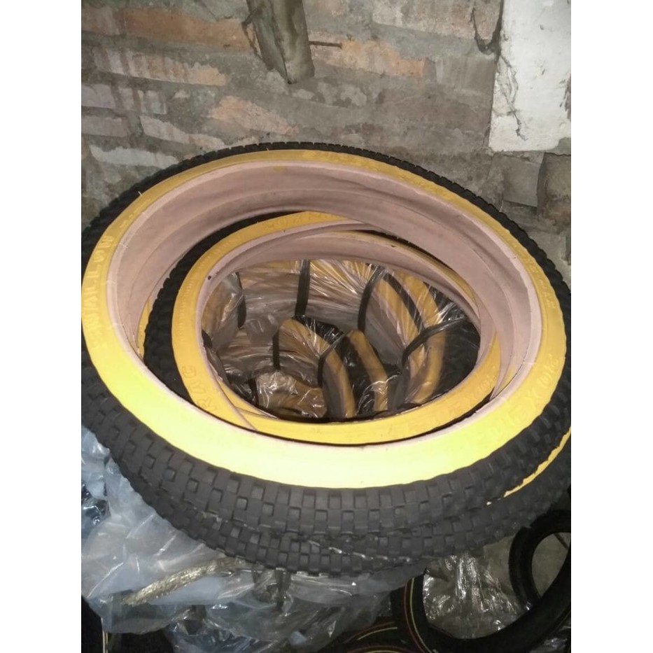 20 x 2.125 ban luar sepeda swallow-Ban BMX warna hitam kuning Kualitas Orignal & Terbaik
