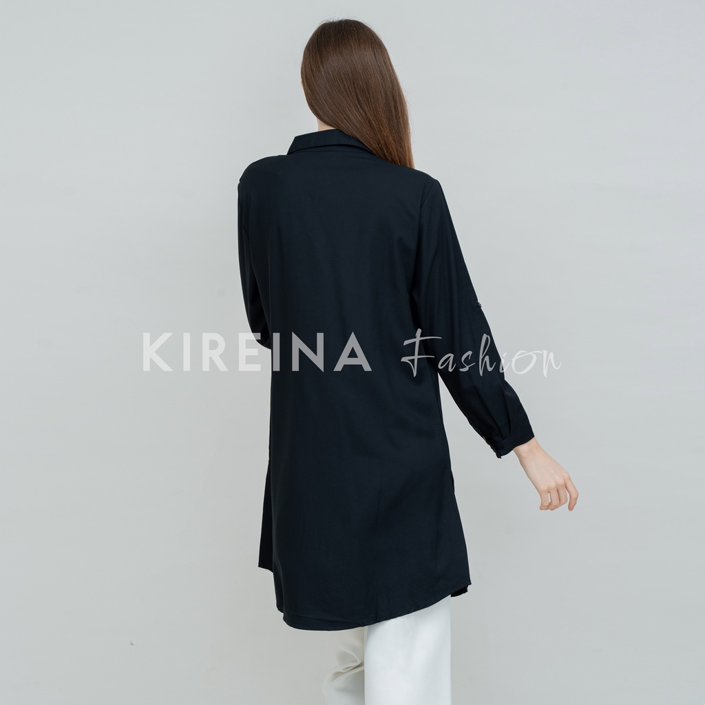 Kemeja Tunik Putih Wanita Kemeja Tunik Kantong Moscrape Import | Kireina Fashion