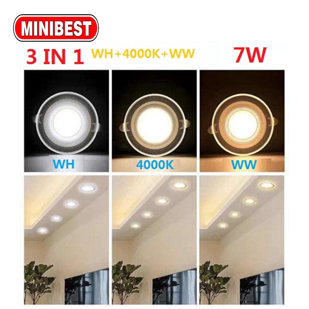 LAMPU DOWNLIGHT LED 3 WARNA TANAM  3W 5W 7W/ 3 CAHAYA (MB555)