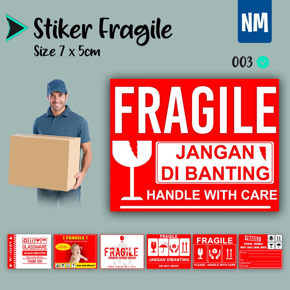 Stiker Fragile Stiker Pecah Belah Stiker Label Pengiriman Sticker Fragile Horizontal-003
