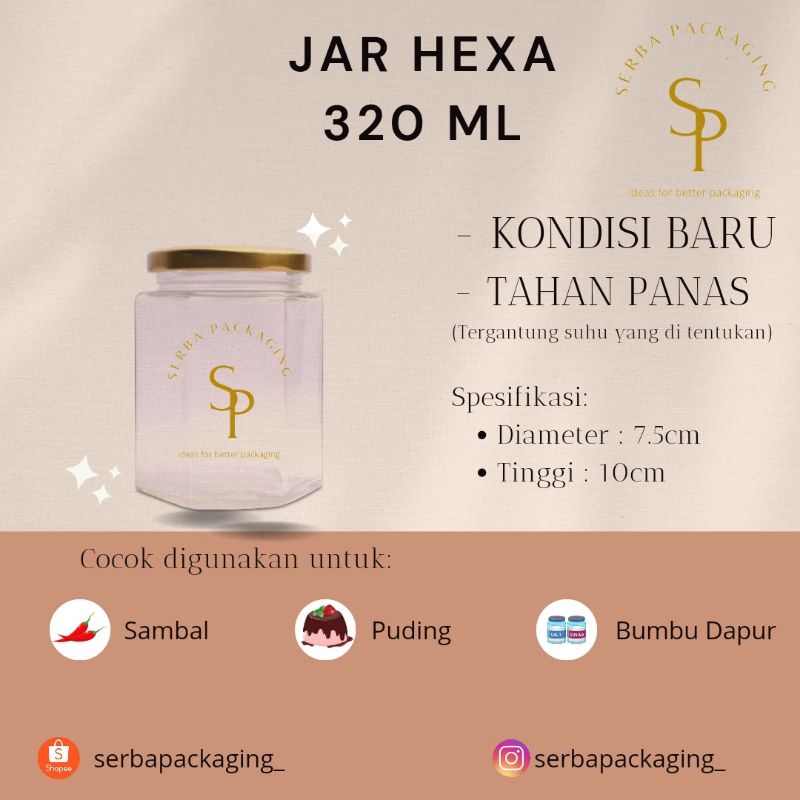 Toples Jar Kaca Hexagonal 320ml