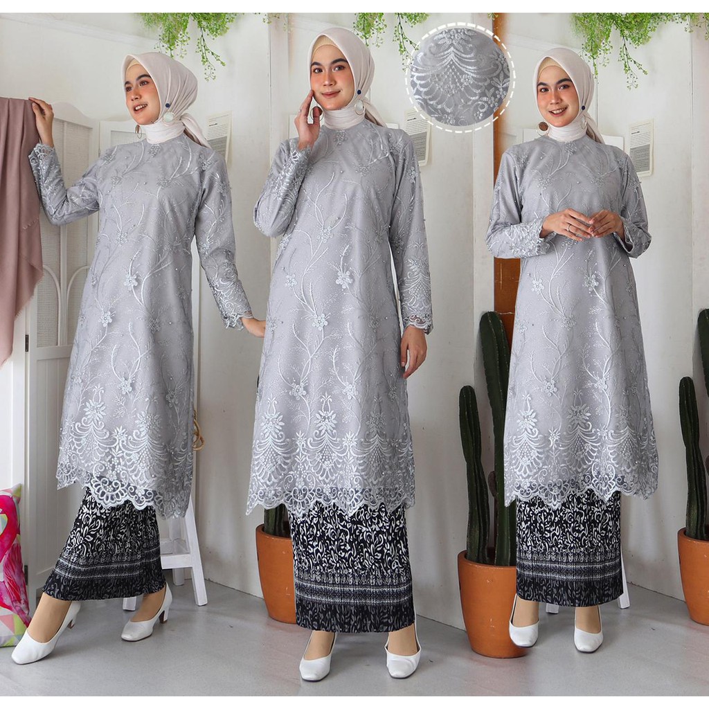 (Jamin RealPict) ATASAN SONYA TUNIK TILLE  BORDIR MUTIARA GLITTER KEBAYA LONGDRESS MEWAH BRUKAT