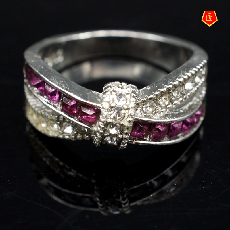 [Ready Stock]Fashion Amethyst Diamond-Studded Ring