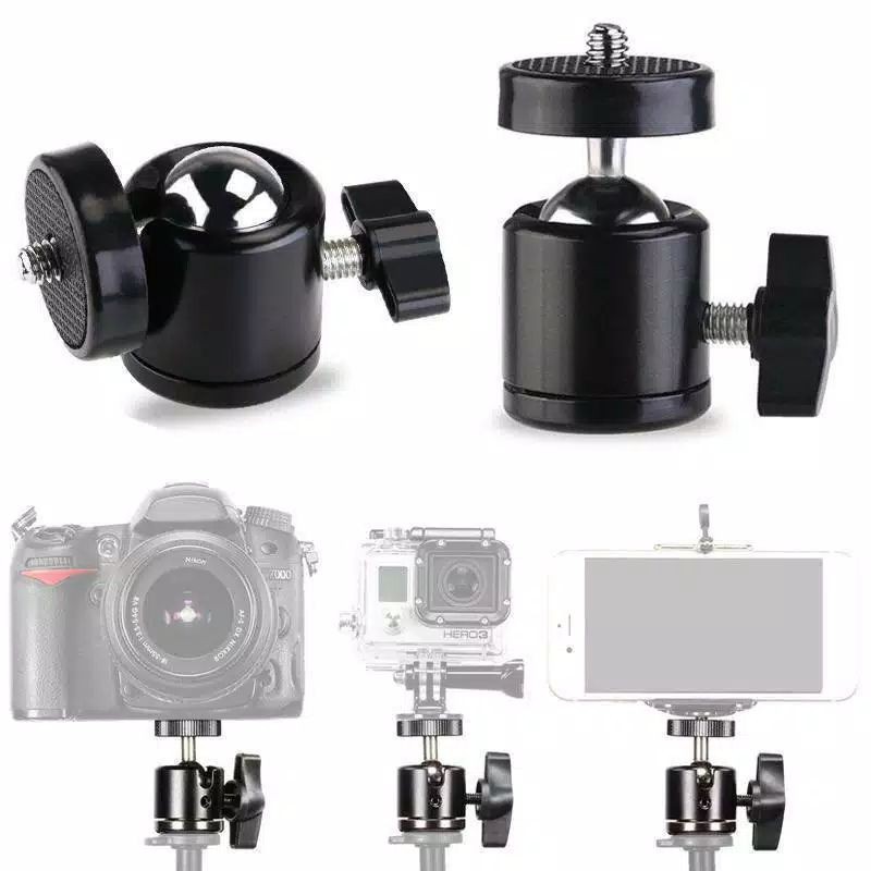 Kepala Tripod Ball Head Tripod Kamera DSLR Ballhead Mini Monopod 360 swivel 1/4