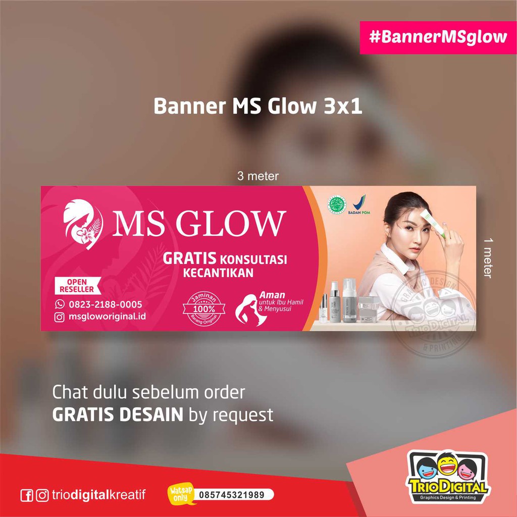 Banner Ms Glow 3x1 Custom Free Desain Indonesia