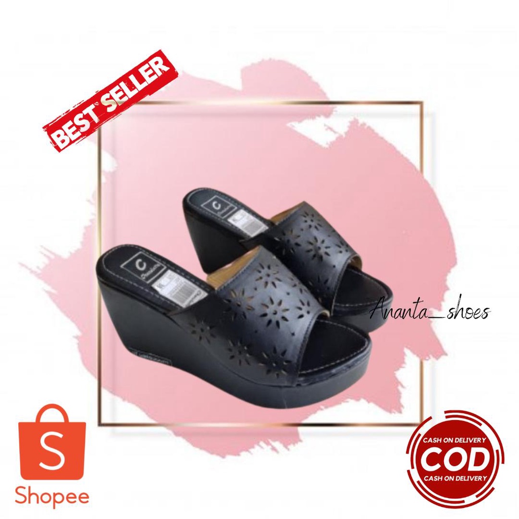 Ananta HDR 03 > Sandal Sendal Wedges Wanita Perempuan Dewasa Casual Terbaru Murah Kekinian