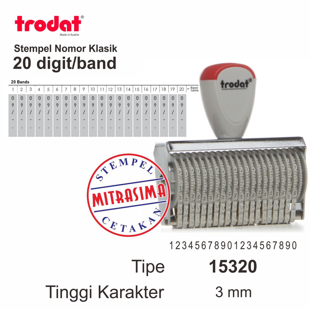 

Stempel klasik nomor merk Trodat 20 digit