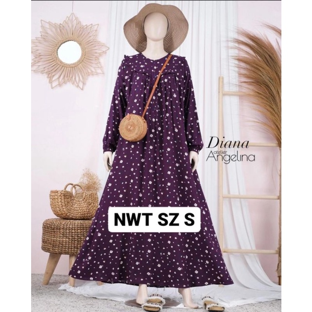 Diana dress pansy eggplant atelier angelina februari runa mocca ditsy