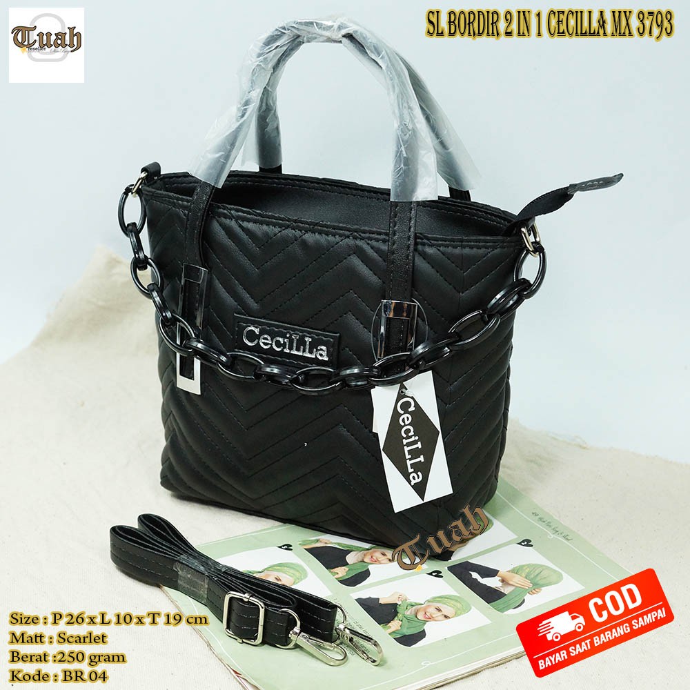 TUAH SLIMBAGS / SL Bordir 2in1 CeciLLa MX 3793/ Totebag Wanita Terbaru 2021/ Best Seller