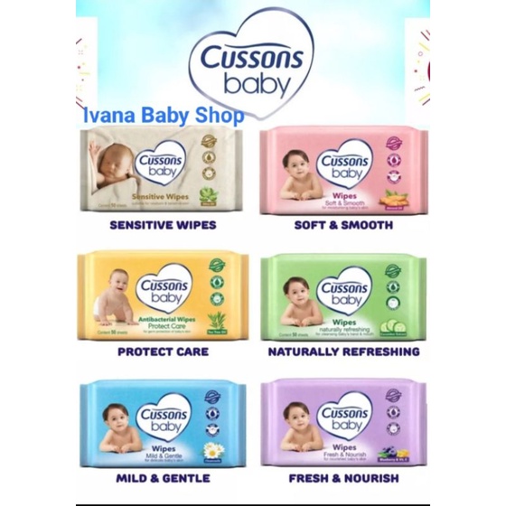 Cussons Baby Wipes new born newborn hijau ungu hiru pink 50 harga per pc BUKAN BUNDLING