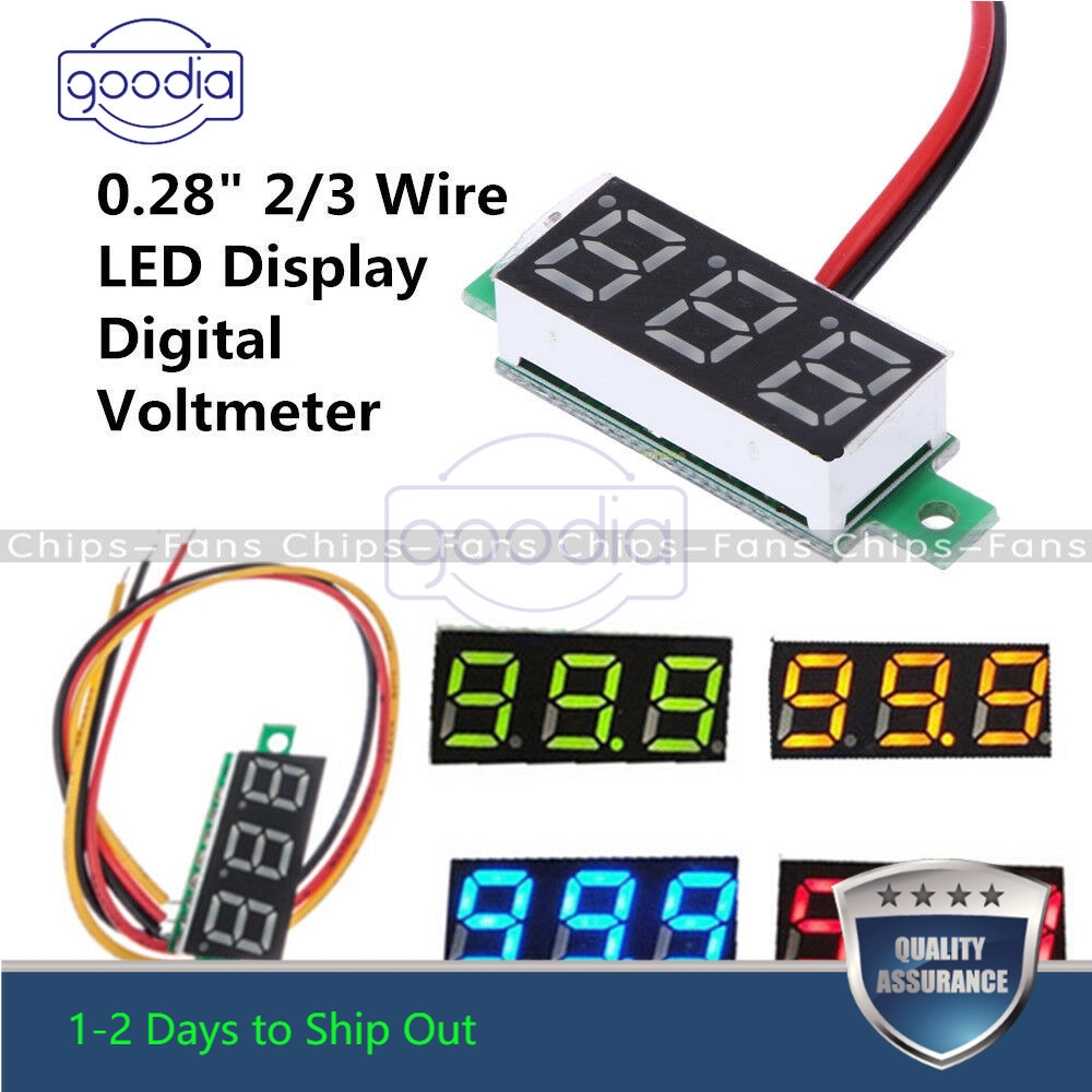 0.28 &quot; 2/3 Wire Display Led Digital Voltmeter Pengukur Tegangan Panel Meter