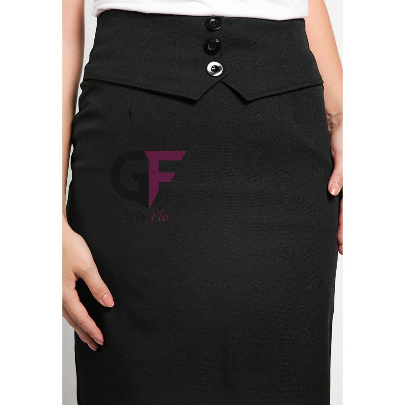 GIOFLO Busana Wanita Rok Panjang Elegan Simple Hitam / ROK 158